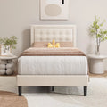 Pink Velvet Upholstered Platform Bed Frame Twin Size D763