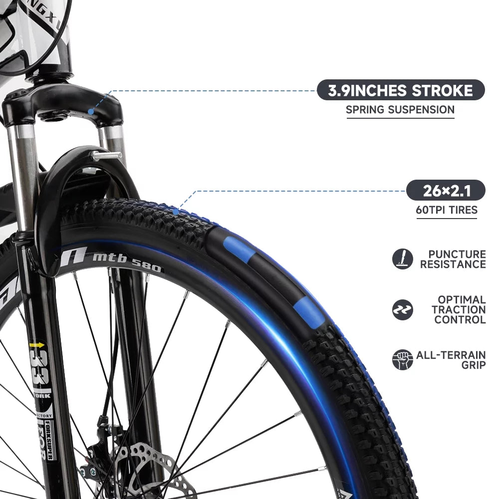 Full Suspension 21 Speed 26 inch Dual Disc Brake Mountain Bike B24656