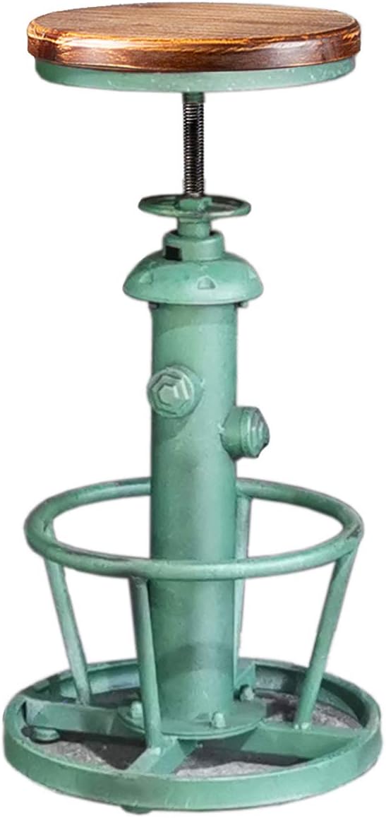 Antique Green Wooden Top Adjustable Height Bar Stool D514509