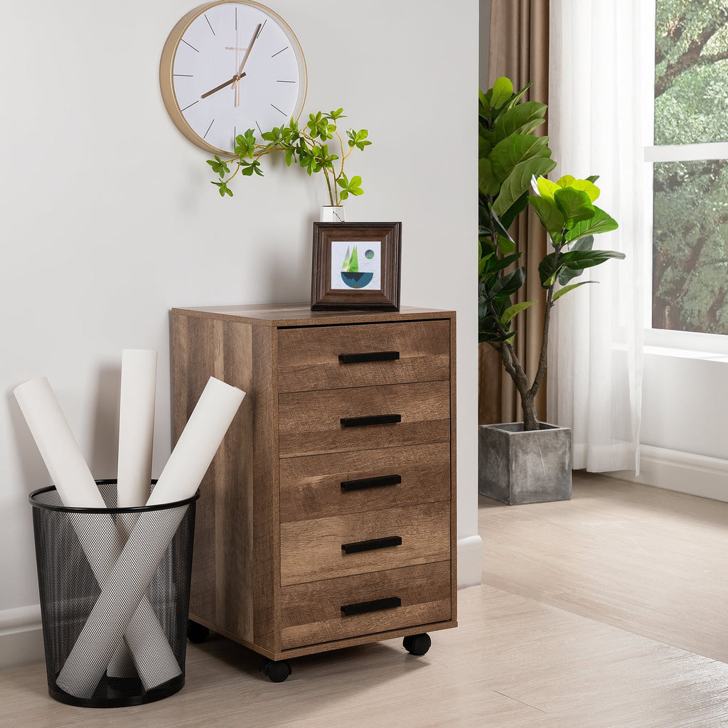 White 5 Drawer Storage Cabinet with Shelf A7364