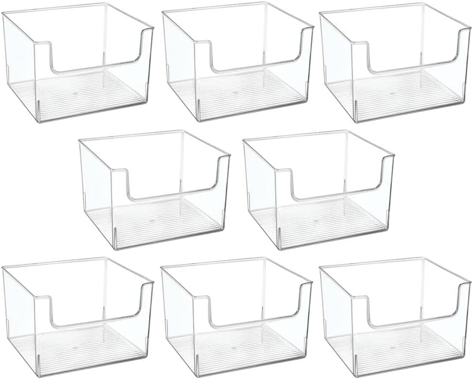 Clear 8 Pack Plastic Storage Basket Bin W988
