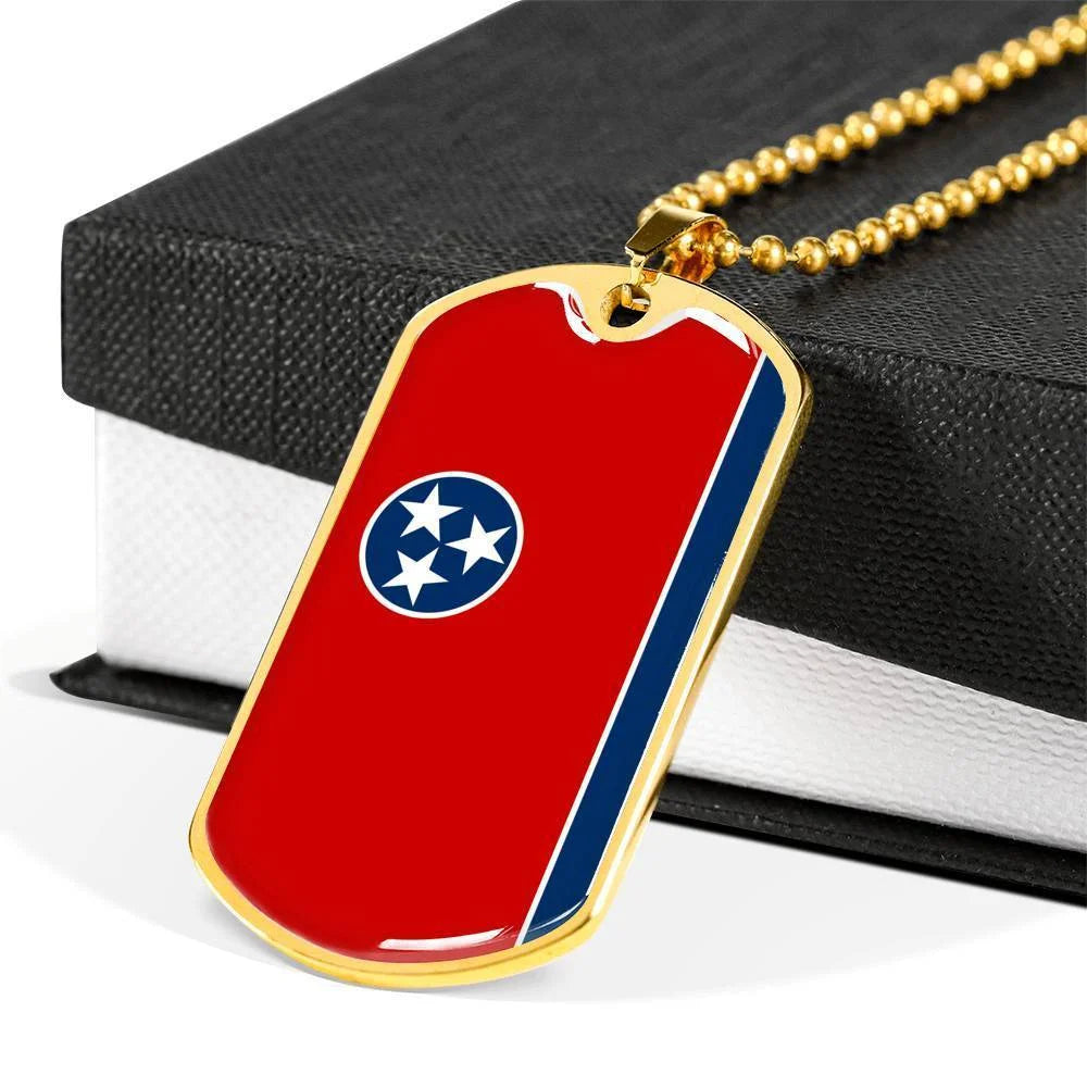 Stainless Steel or 18k Gold Dog Tag Necklace E85340