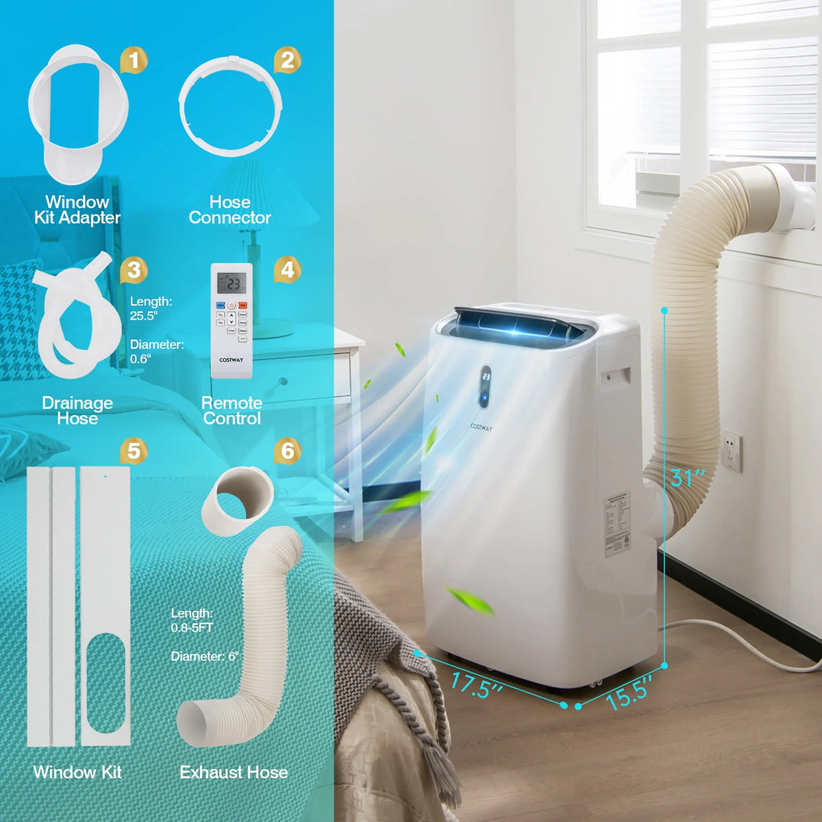 8800 BTU 4-in-1 Portable Air Conditioner D16540
