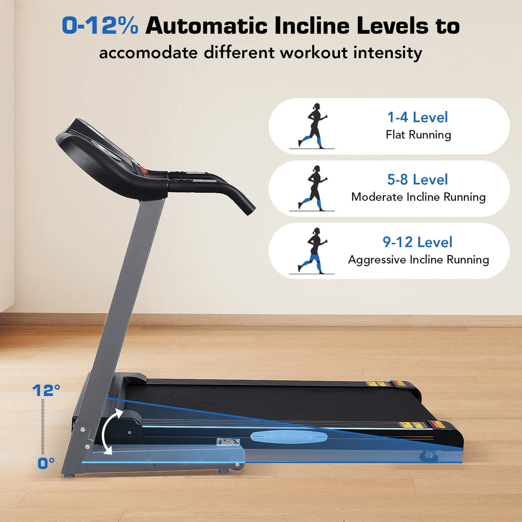 2.5 HP Folding Treadmill with 12% Auto Incline W8333