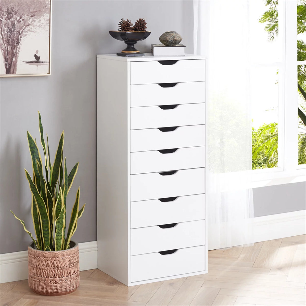 White 5 Drawer Storage Cabinet with Shelf A7364