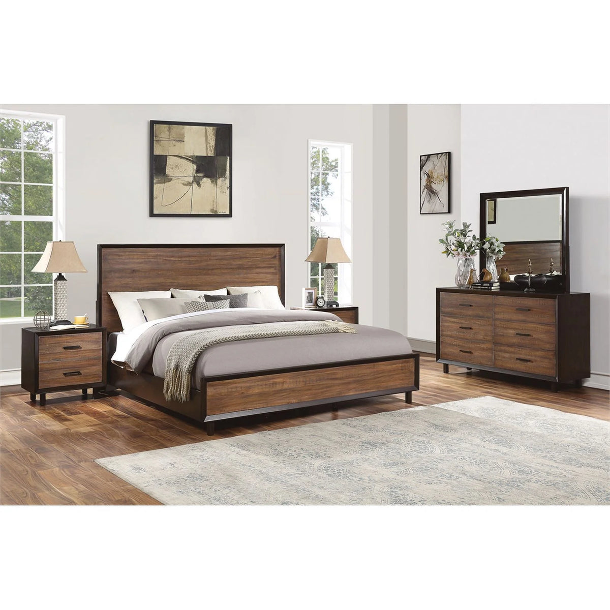 Brown King Bed Walnut Acacia Hardwoods Z61321