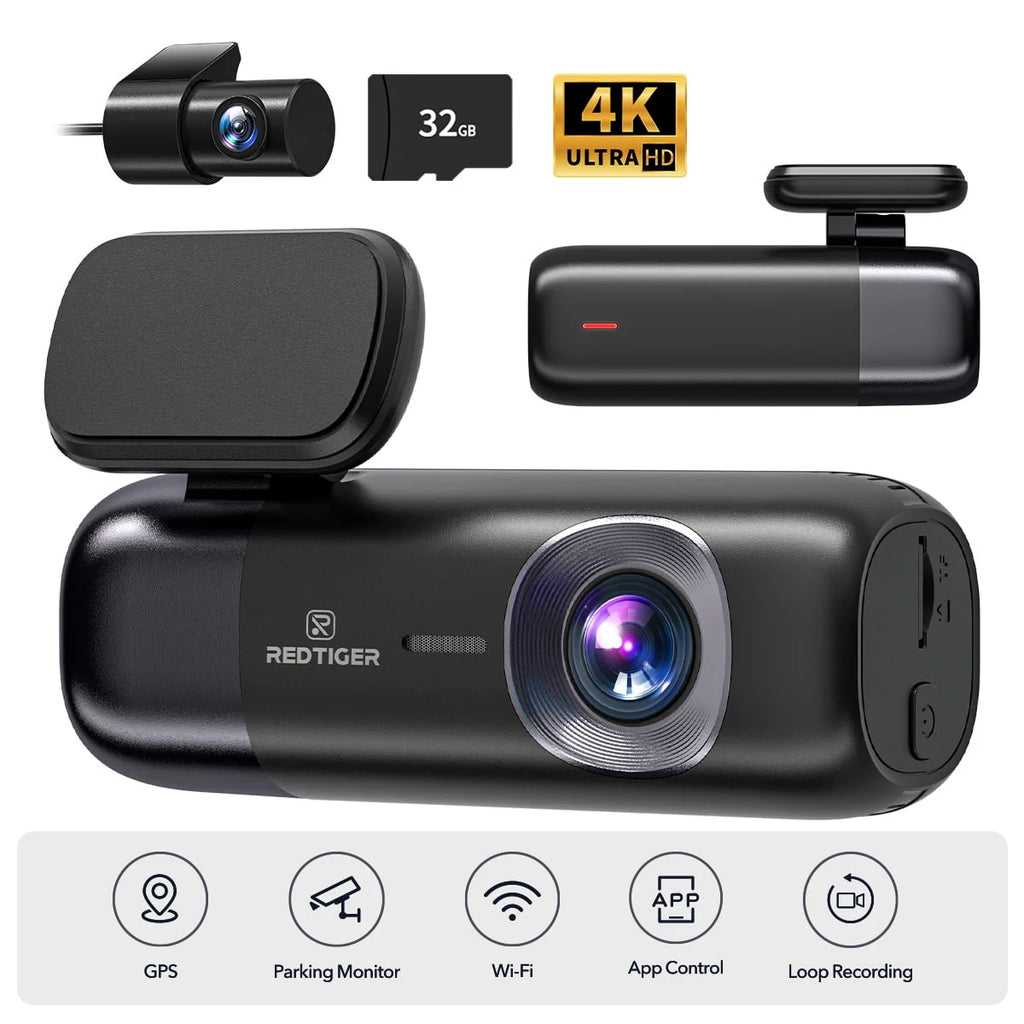 Dash Cam Front and Rear 4K 1080P with WiFi GPS Night Vision 32GB Card O8014