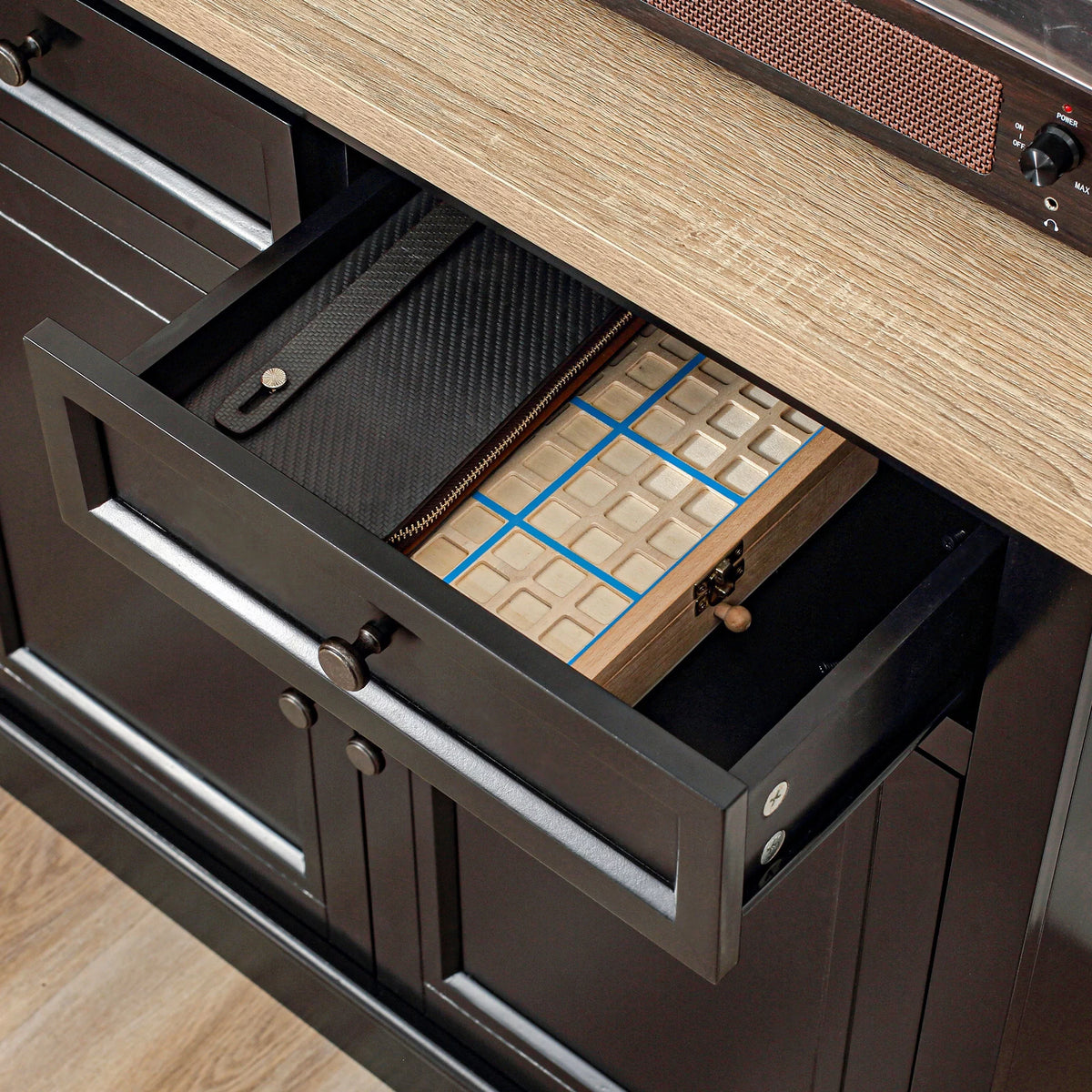 Black Sideboard Buffet Cabinet with 2 Drawers E936676