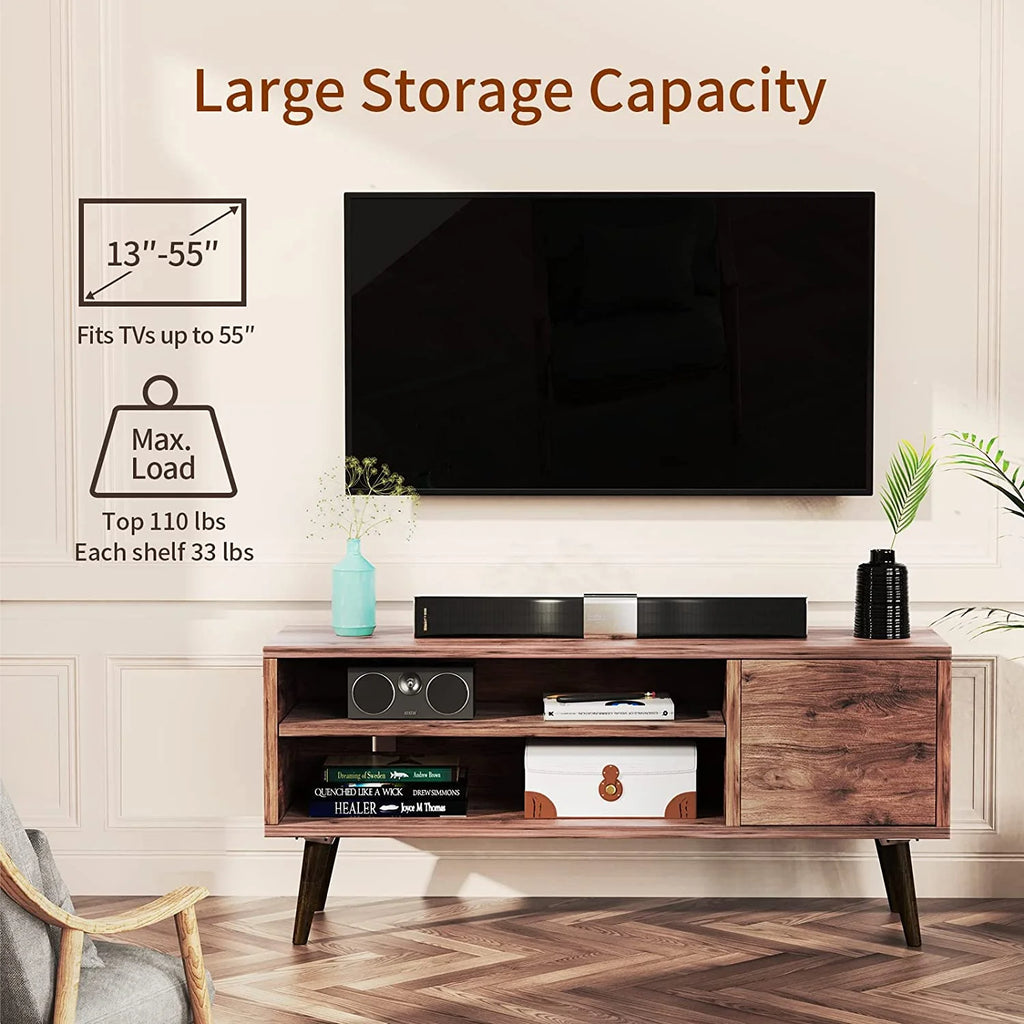 Walnut TV Stand with Storage Cabinet for TVs up to 55 inch M278866