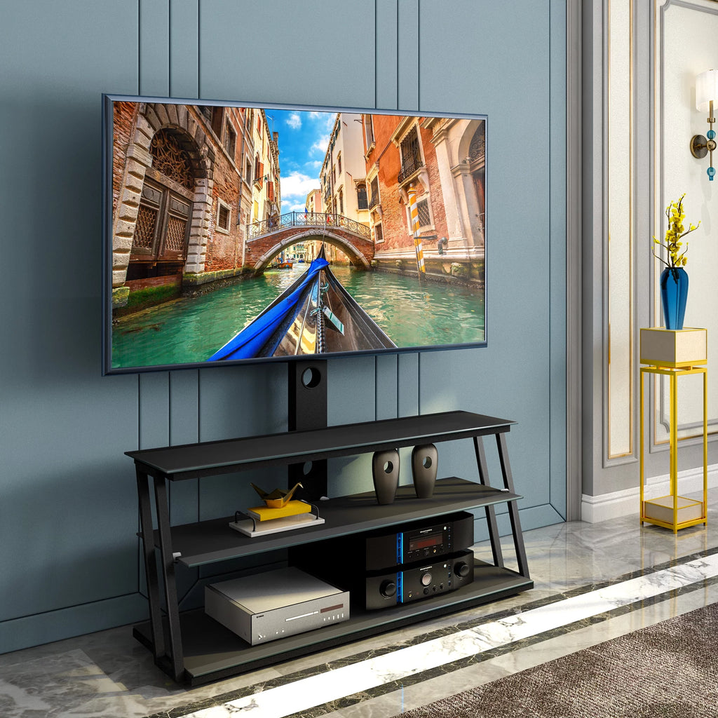Height Adjustable Tempered Glass Swivel TV Stand P964
