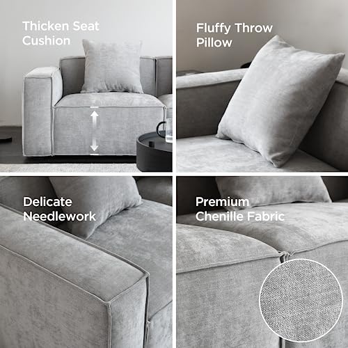 Grey L-Shape Sectional Sofa Set with Ottoman and Chaise L592