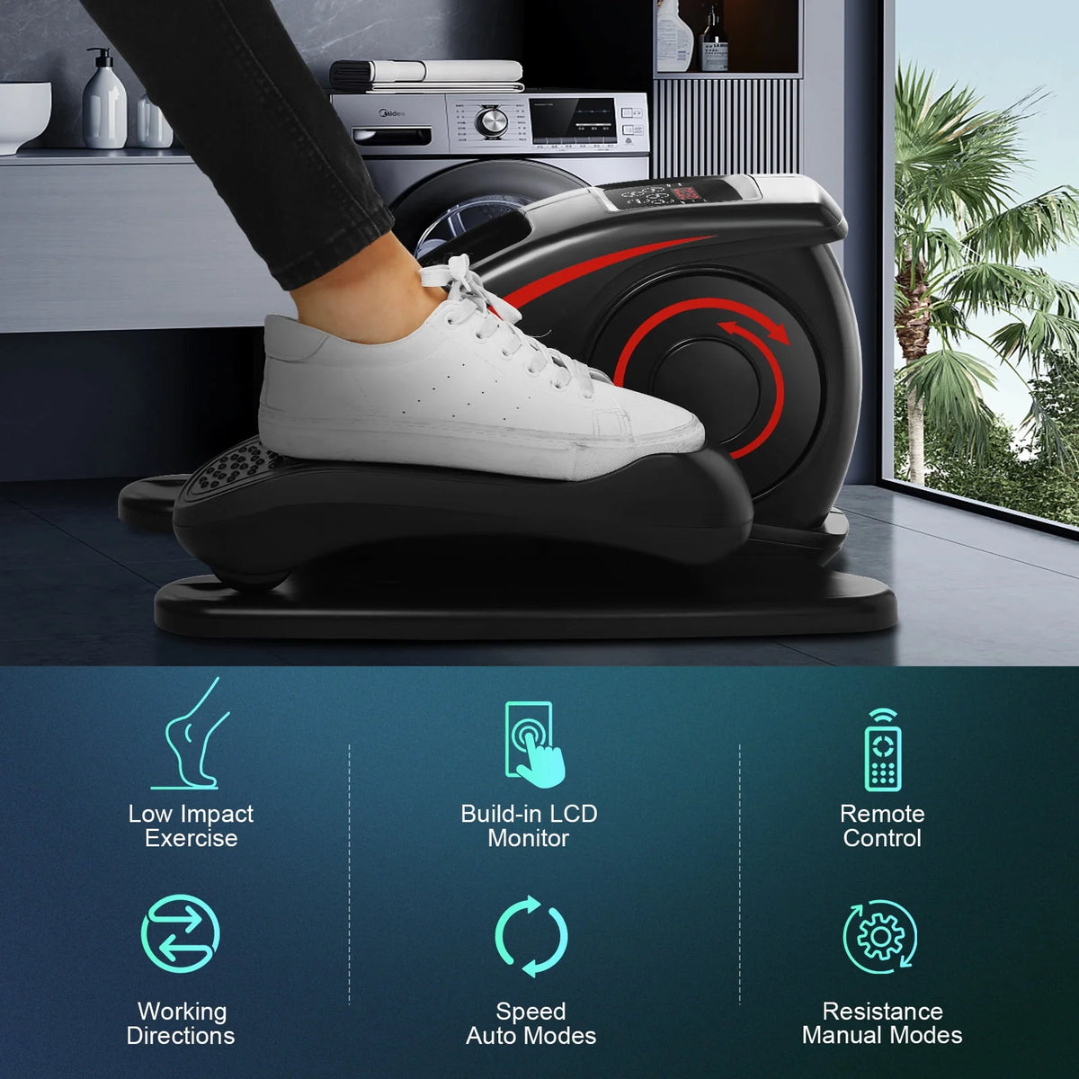 Under Desk Elliptical Machine with LCD Monitor M144