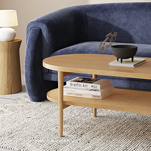 2-Tier Oval Coffee Table with Storage Shelf Y30282