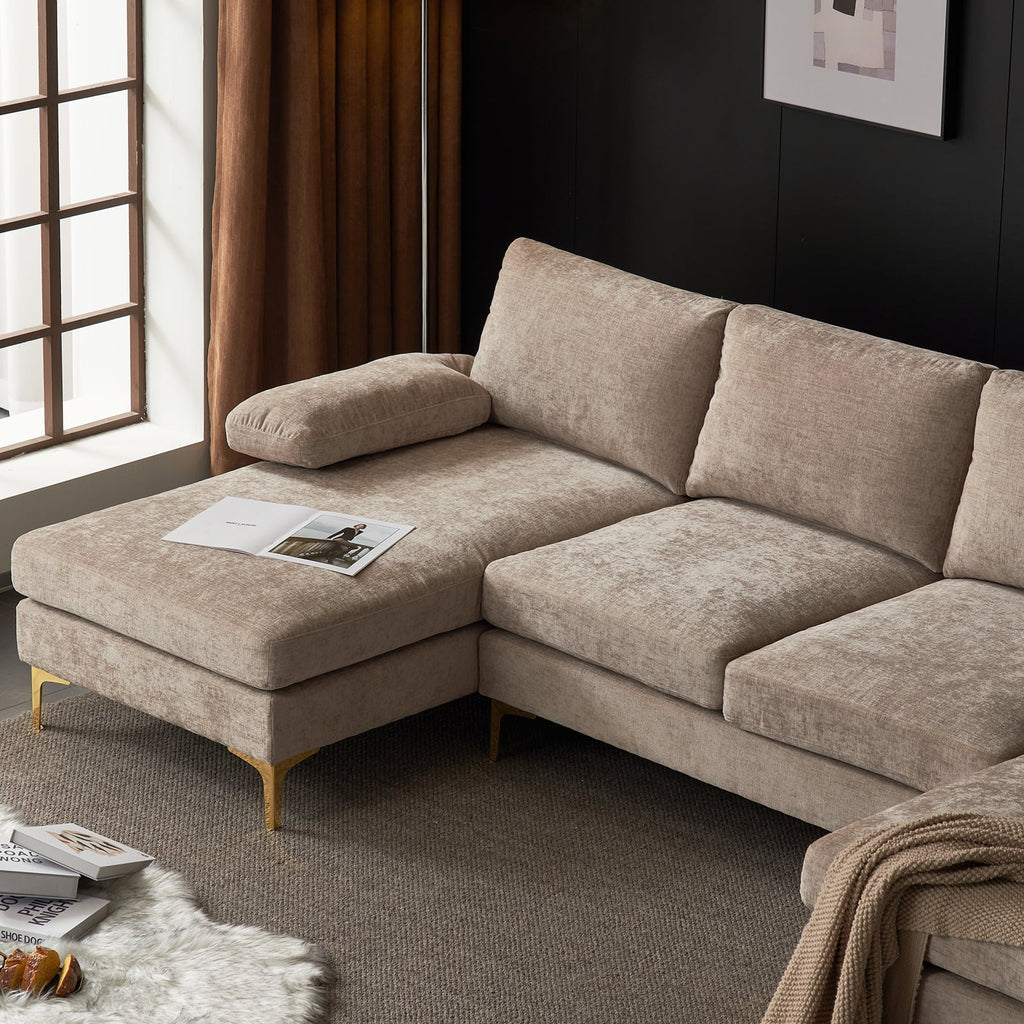 Black Chenille 4 Seat Sectional Sofa I66747