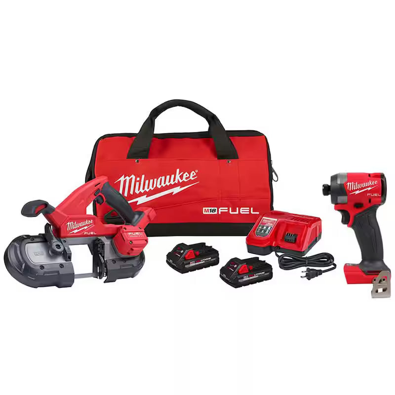 18-Volt Lithium-Ion Brushless Cordless Compact Bandsaw Kit with 1/4 in. Hex Impact Driver N408