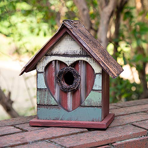 Hanging Bird House Distressed Wooden Birdhouse M979077