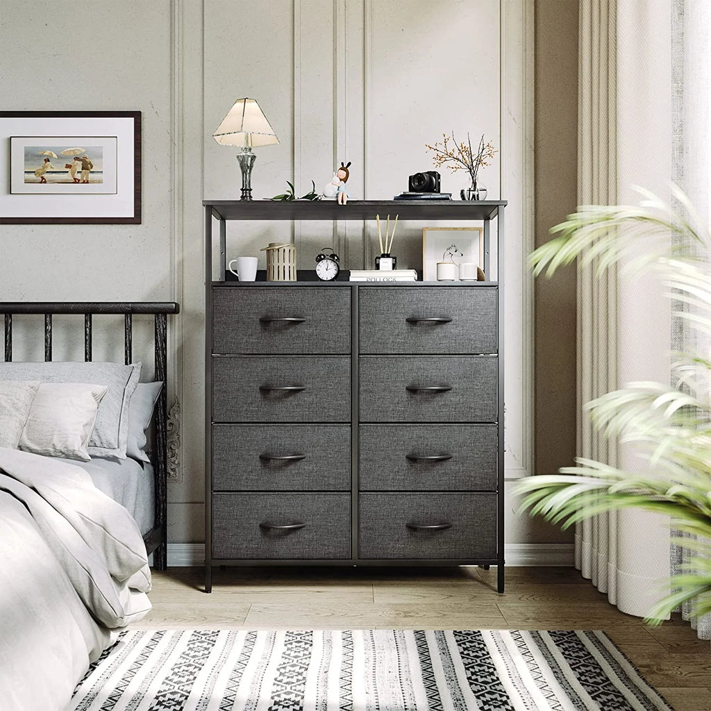 8 Drawer Fabric Dresser with Shelves U764