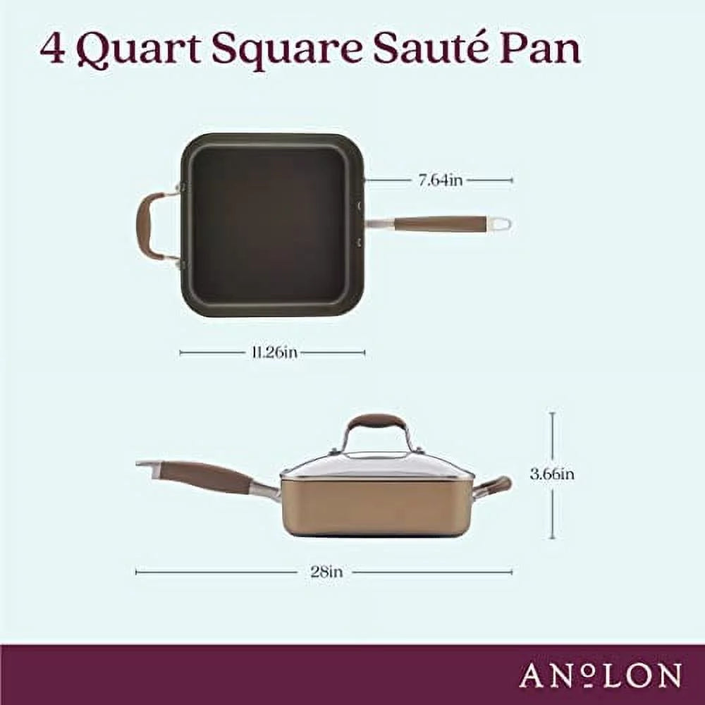 Hard-Anodized Non-stick 4-Quart Covered Square Saute D92412