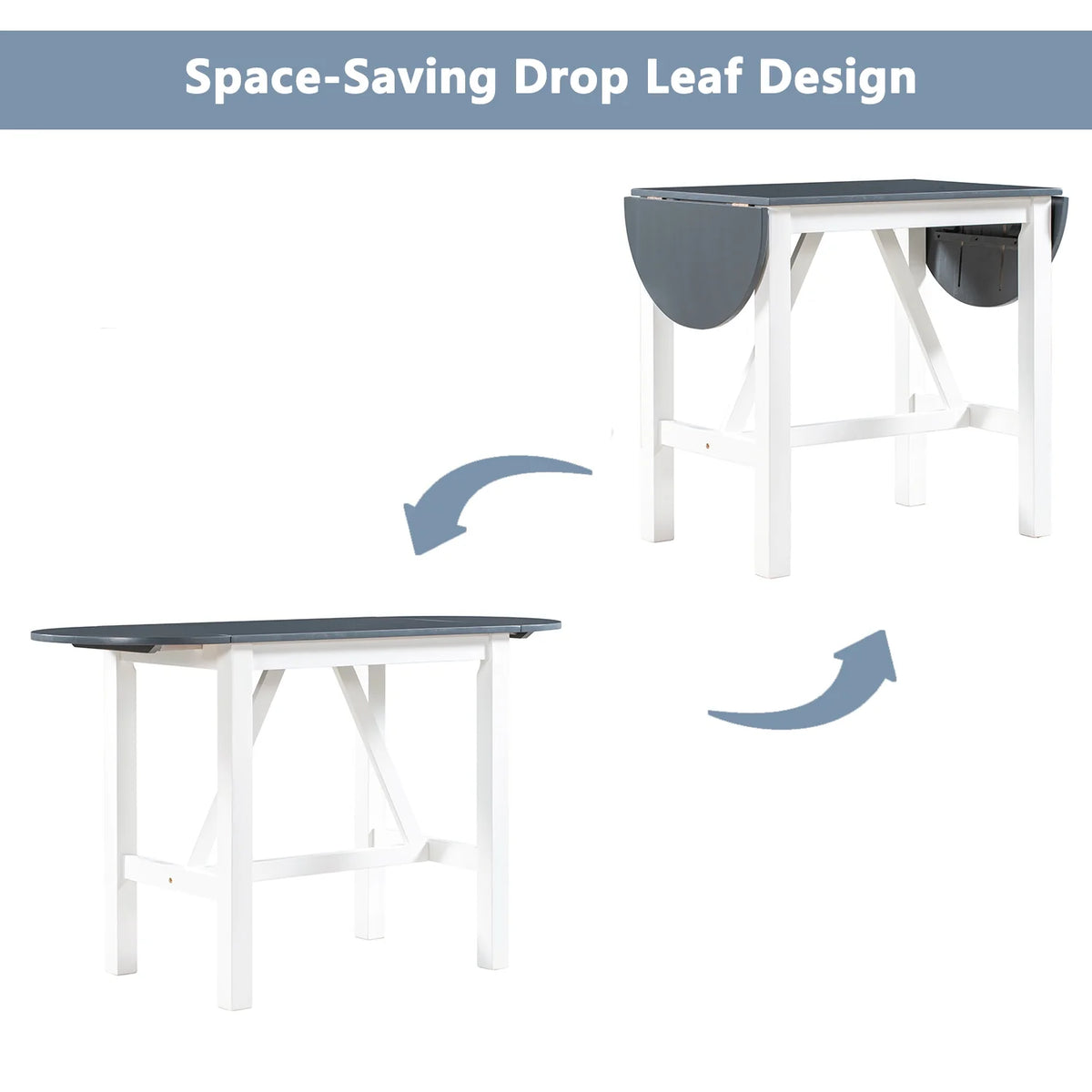 3-Piece Counter Height Dining Table Set with Drop Leaf and Upholstered Chairs H9440