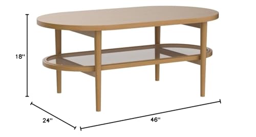 2-Tier Oval Coffee Table with Storage Shelf Y30282