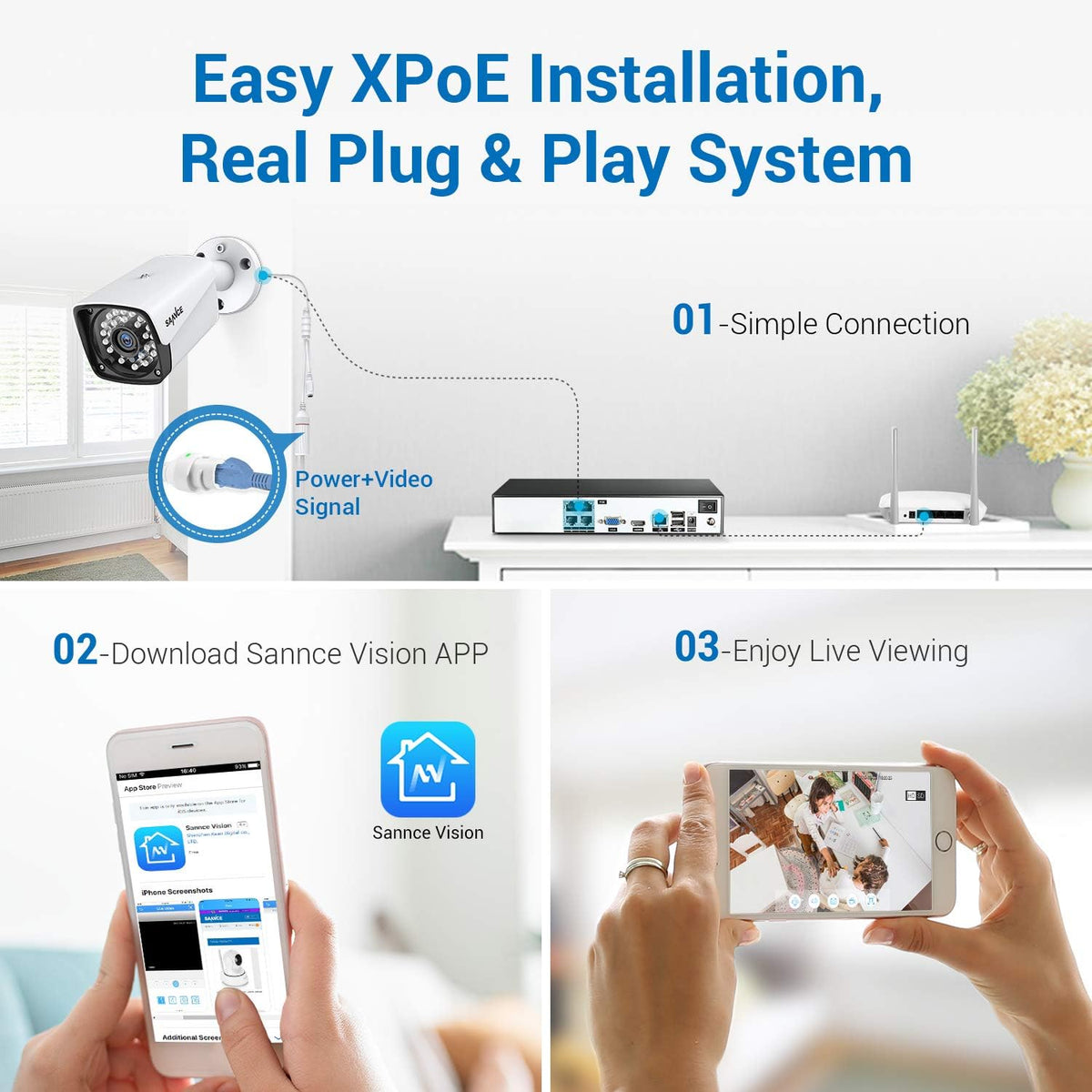 1080P 4 Pcs Security Camera System with 1TB Hard Drive A3161