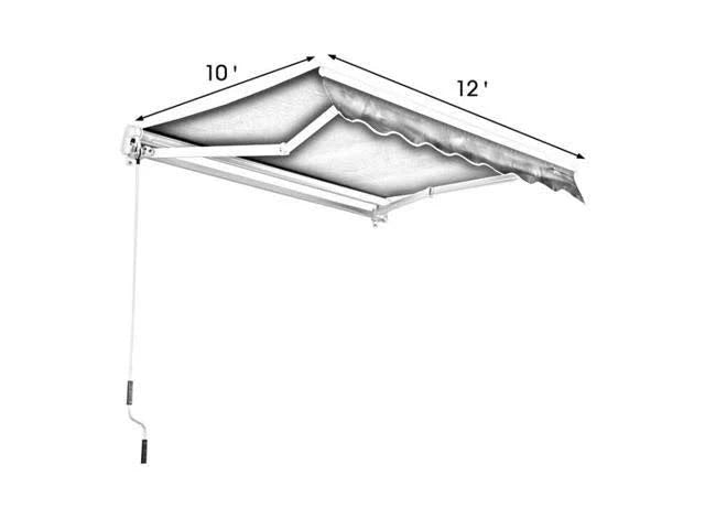 13x8 Feet Manual Retractable Patio Awning Canopy, Green U270735
