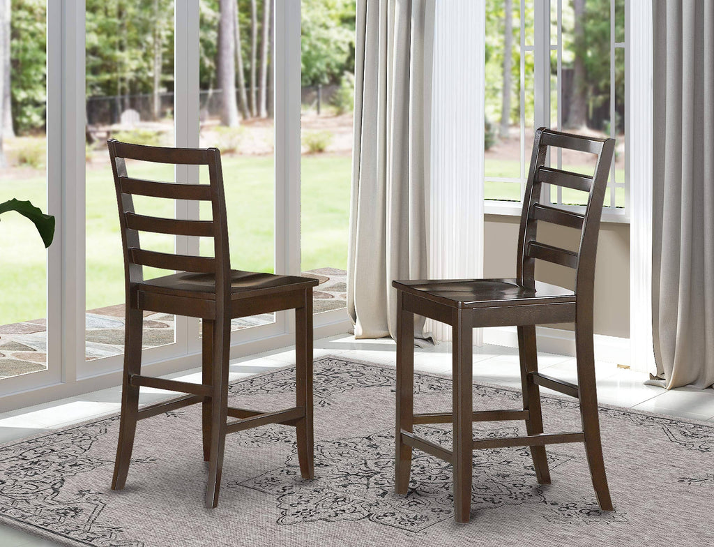 Cappuccino Finish Wood Seat Stool Set of 2 V380253