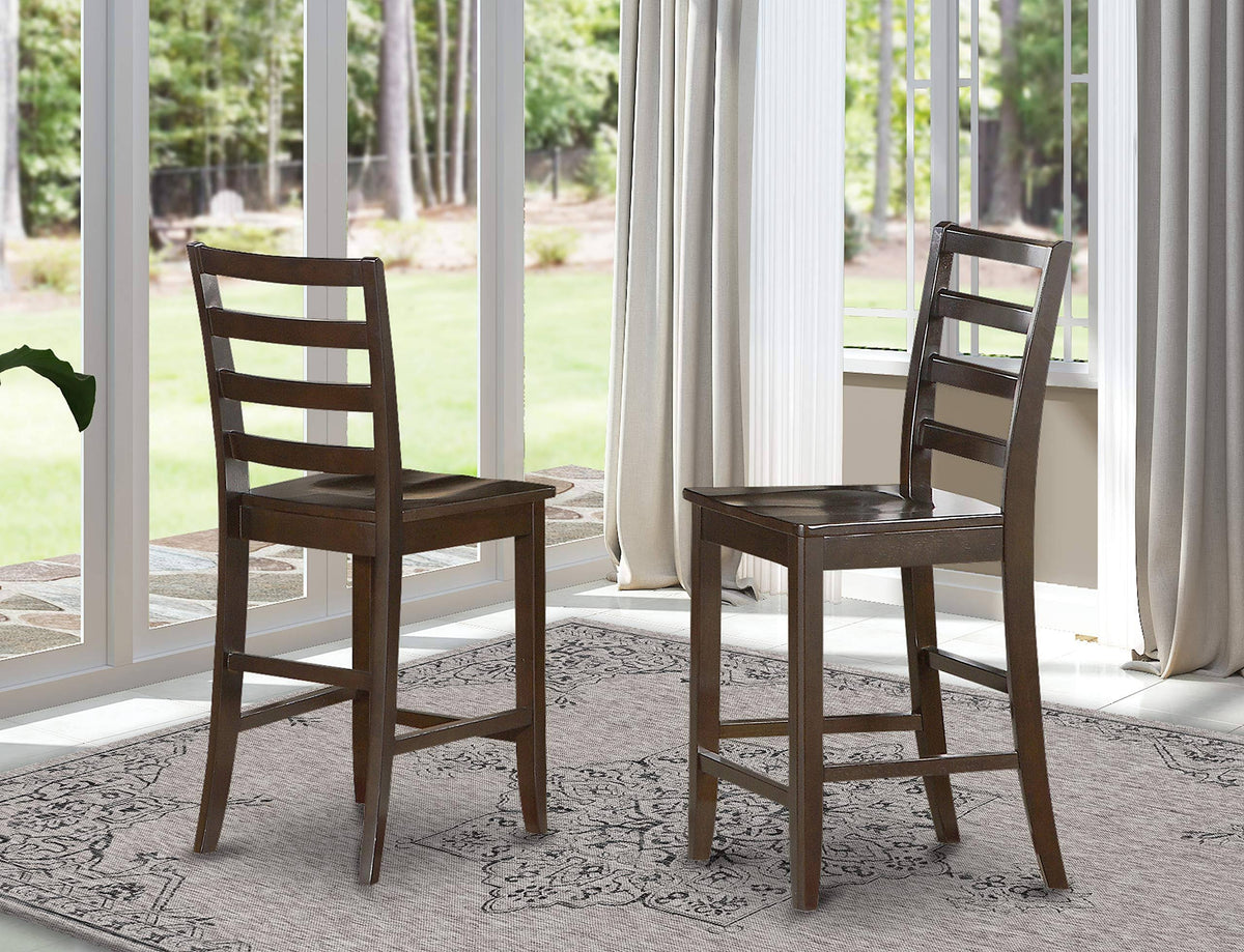 Cappuccino Finish Wood Seat Stool Set of 2 V380253