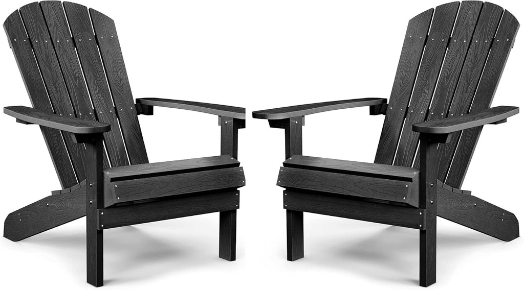 Adirondack Chairs Set of 2 Plastic Weather Resistant Grey S291