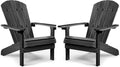 Adirondack Chairs Set of 2 Plastic Weather Resistant Grey S291