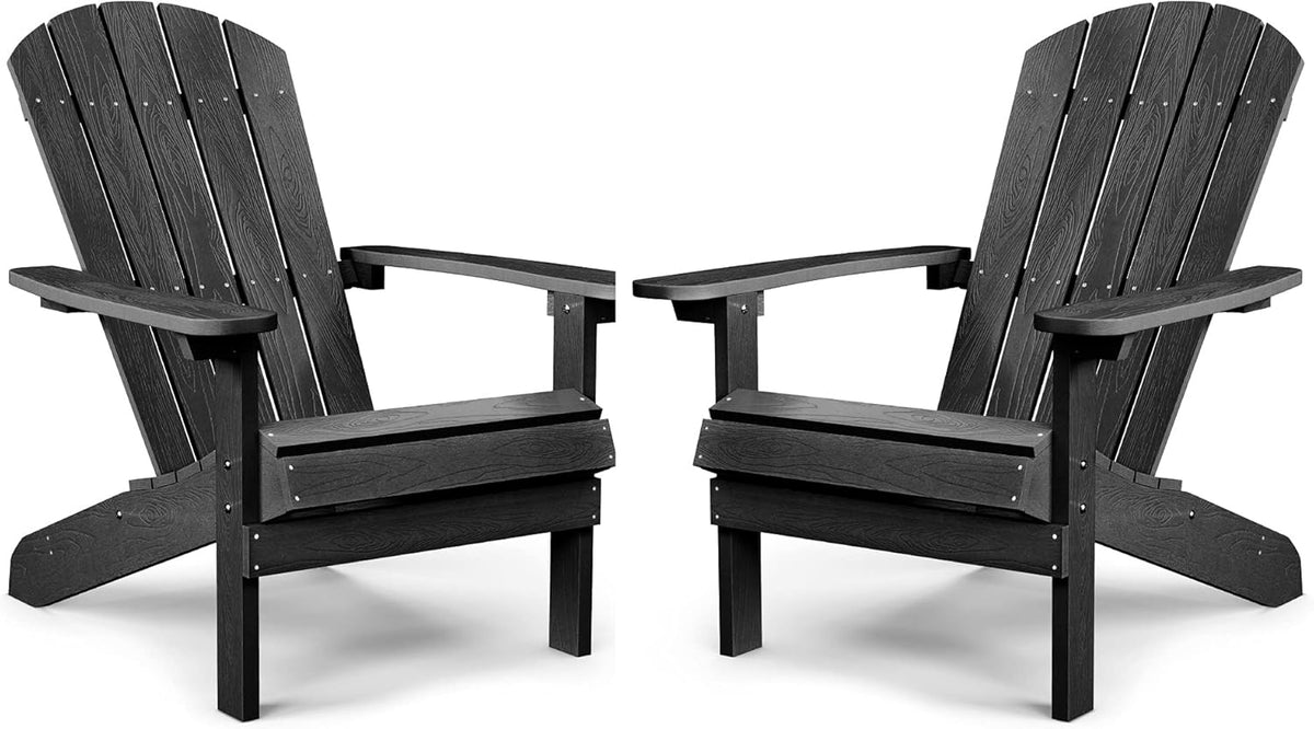 Adirondack Chairs Set of 2 Plastic Weather Resistant Grey S291