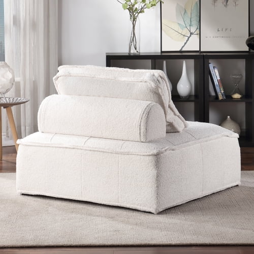 White Lambskin Sherpa Oversized Armless Accent Chair W423116