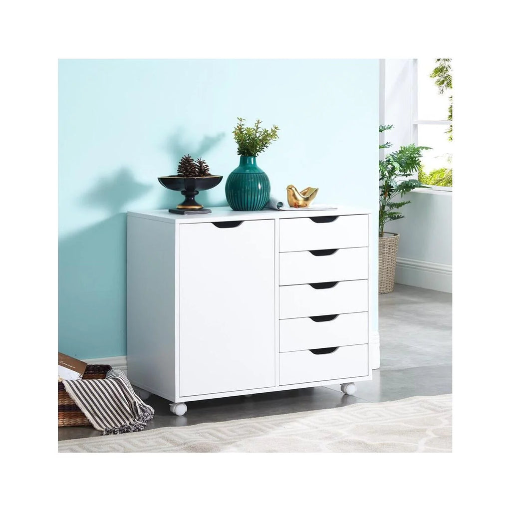 White 5 Drawer Storage Cabinet with Shelf A7364
