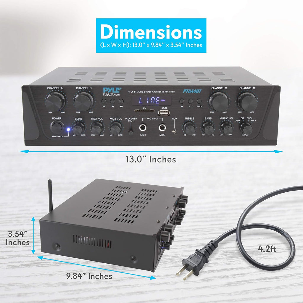 500W 4 Channel Bluetooth Amplifier with USB FM AUX Z677949