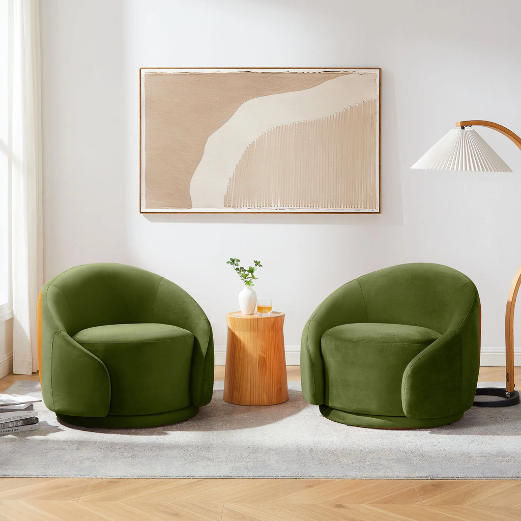 Green Velvet Swivel Barrel Chair G48122