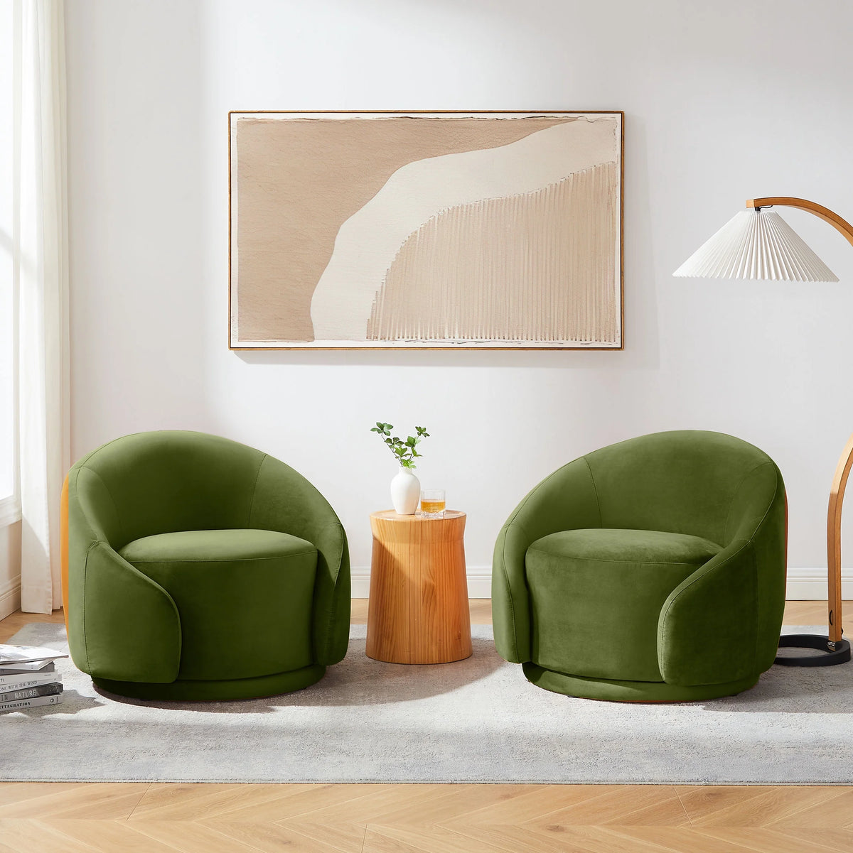 Green Velvet Swivel Barrel Chair G48122