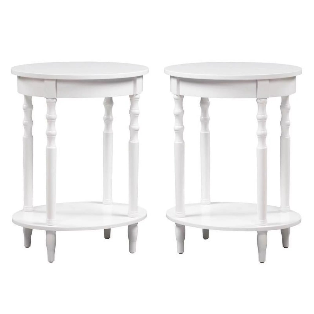 White Oval End Table Set of 2 Z5417