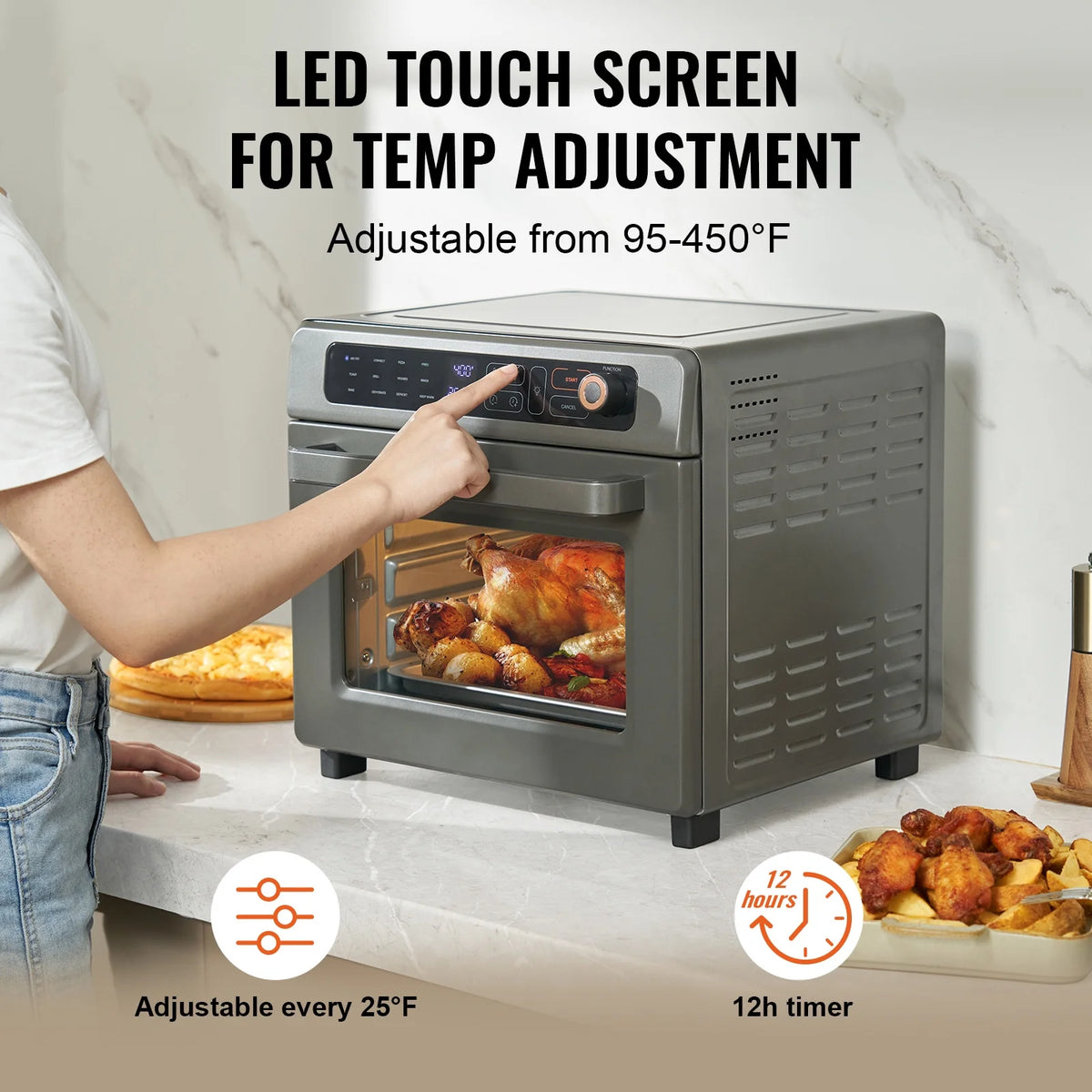 12-IN-1 1700W Air Fryer Toaster Oven 25L Stainless Steel Convection Oven V801