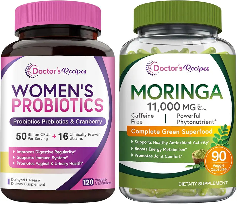 Moringa 11,000 mg 90 Caps and Women’s Probiotic 120 Caps U373