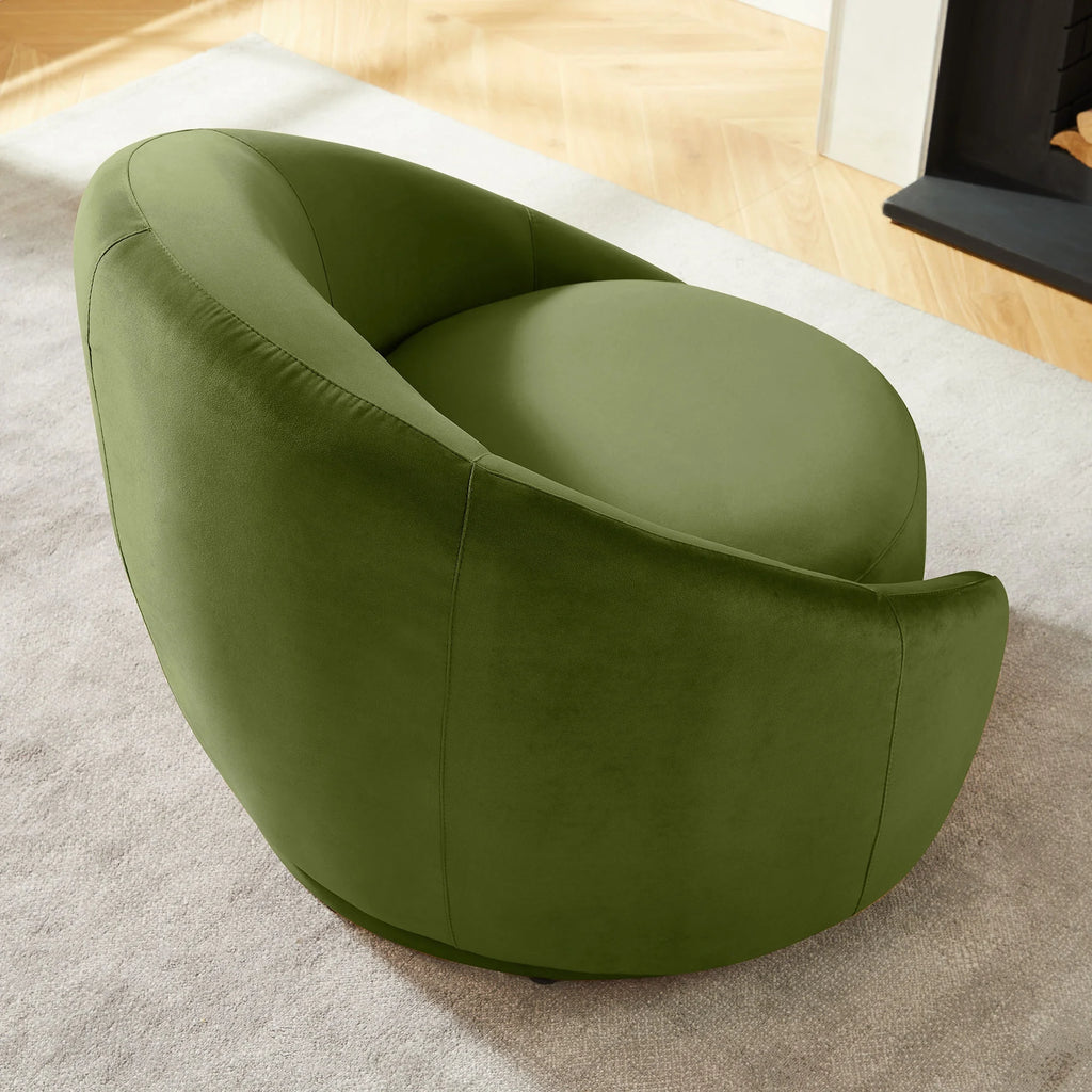 Green Velvet Swivel Barrel Chair G48122