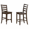 Cappuccino Finish Wood Seat Stool Set of 2 V380253