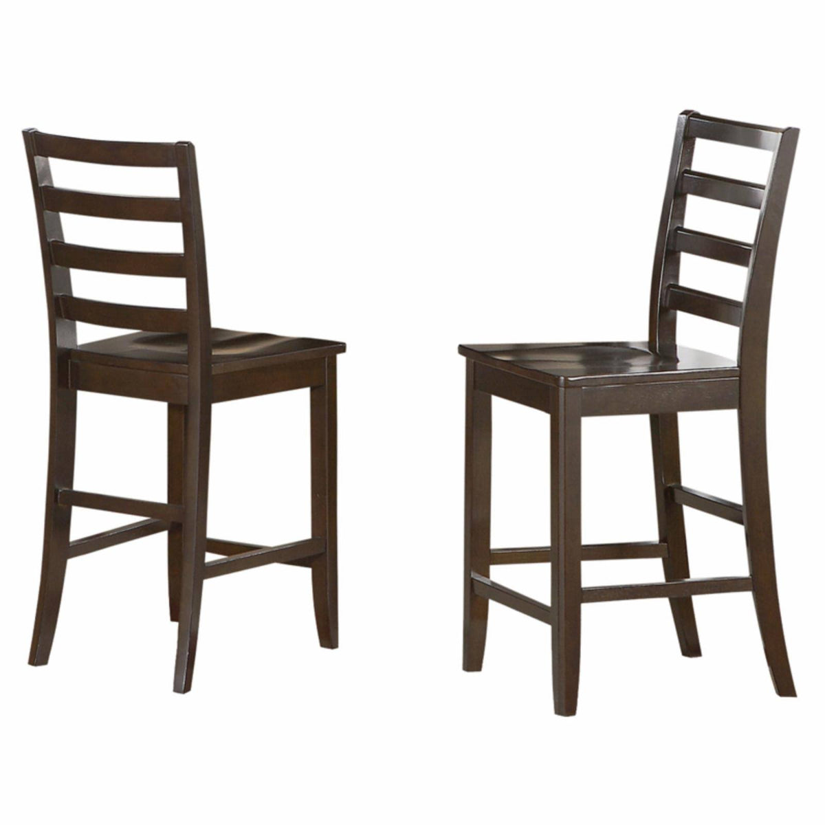 Cappuccino Finish Wood Seat Stool Set of 2 V380253