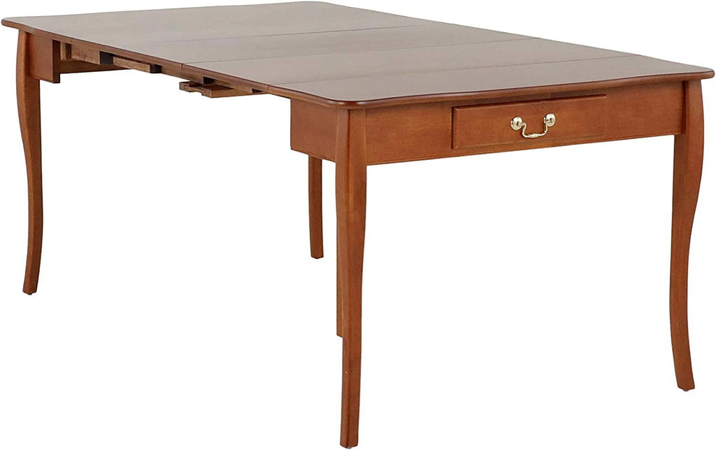 Solid Wood Convertible Console Dining Table with 2 Leaves, Cherry Finish D9087
