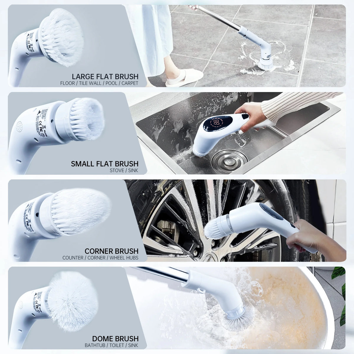 Cordless Electric Spin Scrubber with 9 Replaceable Brush Heads F2803