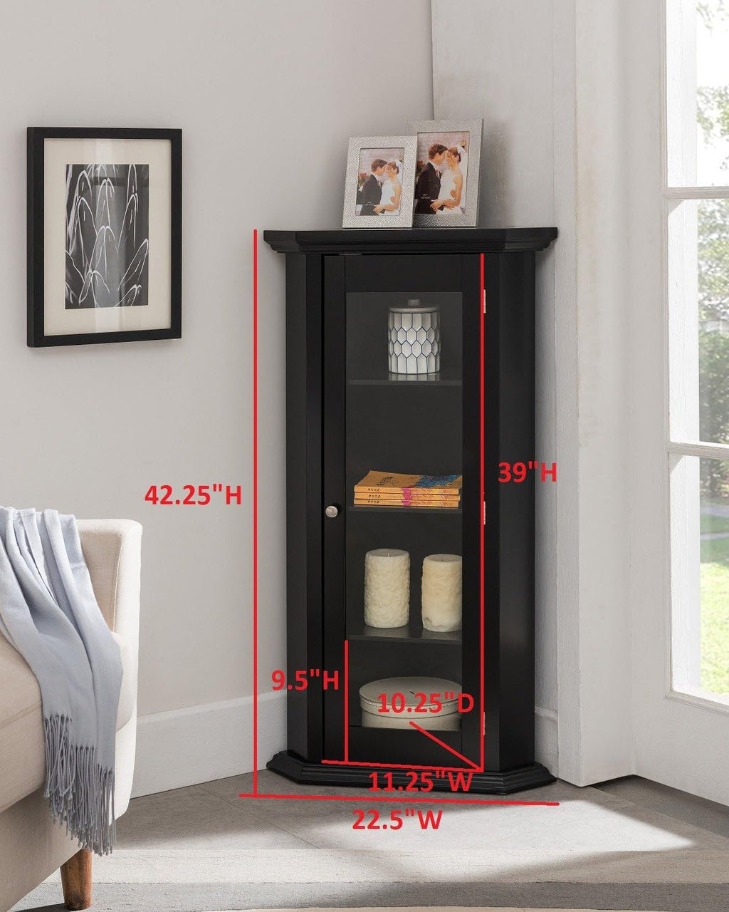 Corner Curio Storage Cabinet with Glass Door C751927