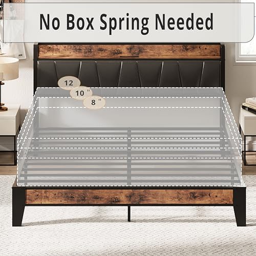 Twin Bed Frame with Storage Headboard and Charging Station Q85935