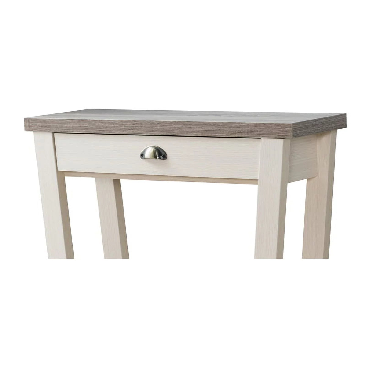 Contemporary Wood 1-Drawer Console Table in Ivory and Light Oak R189