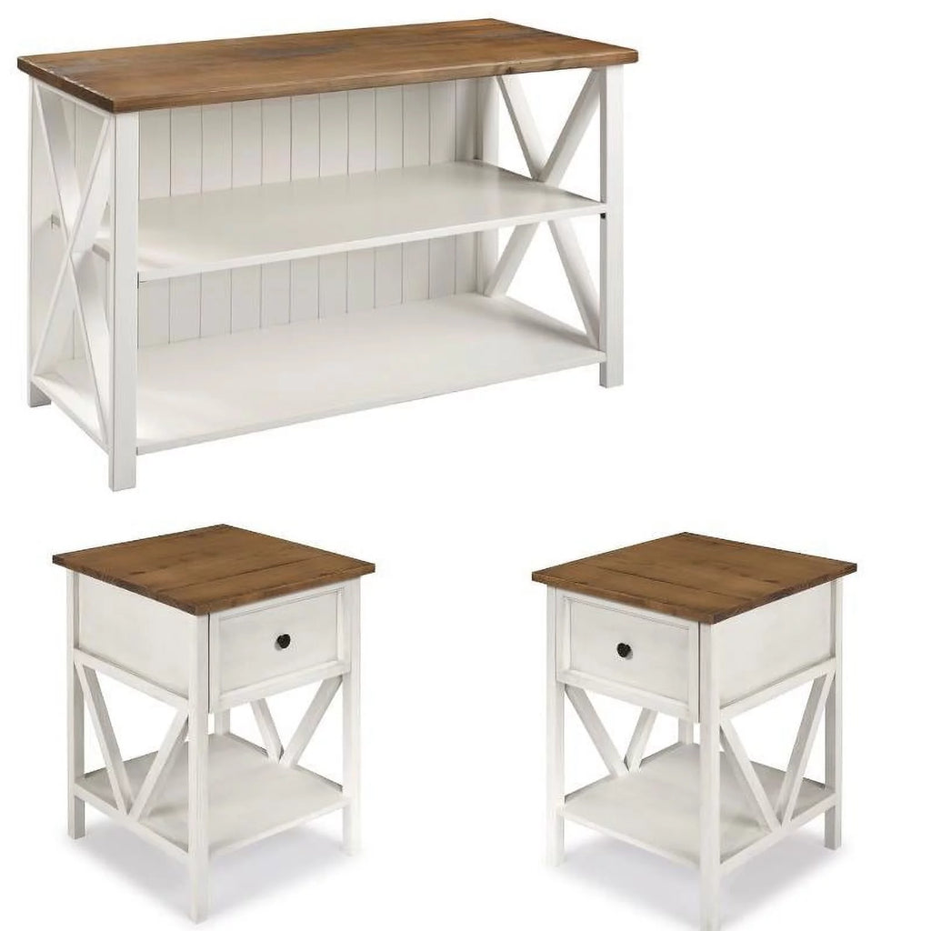 3 Piece Living Room Set with Storage Console and 2 End Tables U5480