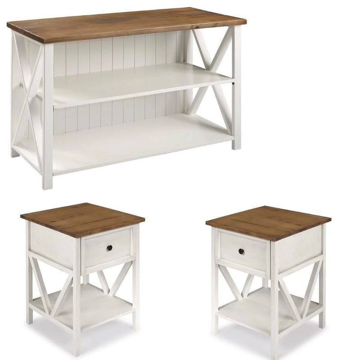 3 Piece Living Room Set with Storage Console and 2 End Tables U5480