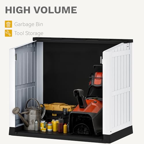 Weather-Resistant Horizontal Storage Shed, 35 Cu Ft, Lockable, Light Gray D5252